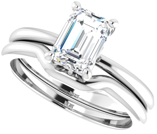 14K White 7x5 mm Emerald Solitaire Engagement Ring Mounting (10)