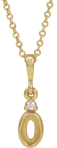 14K Yellow 5x3 mm Oval .03 CTW Natural Diamond Semi-Set Cabochon 16-18  Necklace (1)