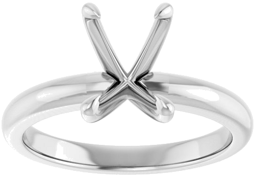 14K White 8x6 mm Emerald Solitaire Engagement Ring Mounting (3)