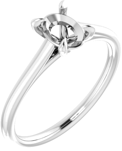 14K White  7x5 mm Oval Solitaire Engagement Ring Mounting (1)