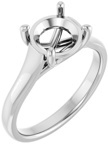 14K White 8.2 mm Round Solitaire Engagement Ring Mounting (1)