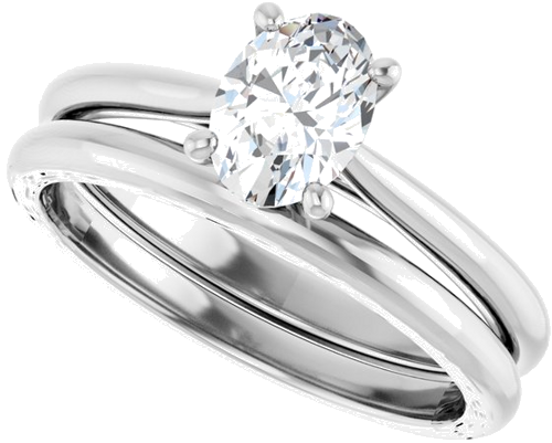 Sužadėtuvių Žiedas „Solitaire“ 585 Baltojo Aukso Oval 7mm x 5mm (10)