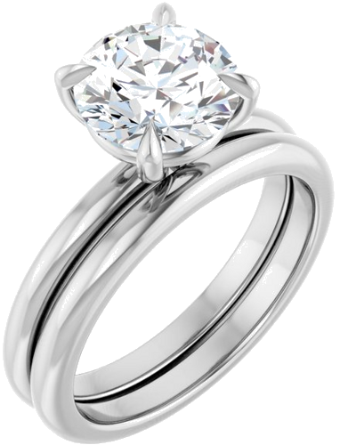 Sužadėtuvių Žiedas 585 Baltojo Aukso Round 8.2mm (6)