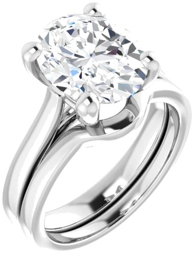 14K White 11x9 mm Oval Engagement Ring Mounting (6)