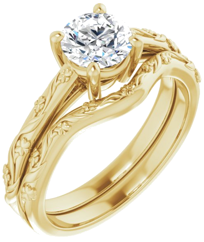 14K Yellow 6 mm Round Solitaire Engagement Ring Mounting (6)