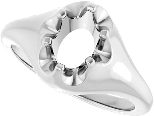 10K White 7x5 mm Oval Solitaire Engagement Ring Mounting (5)