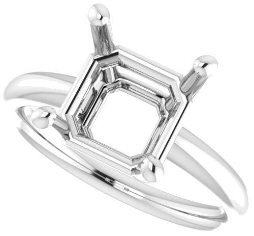 Sužadėtuvių Žiedas „Solitaire“ 585 Baltojo Aukso Asscher 9mm (5)