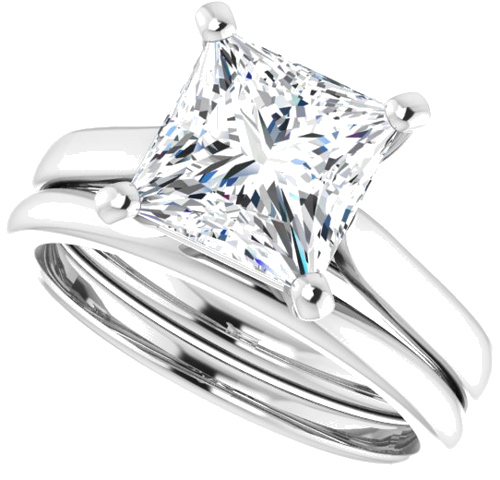 Sužadėtuvių Žiedas „Solitaire“ 585 Baltojo Aukso Square 7.5mm (10)