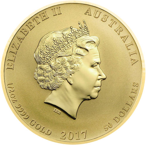 1/2 oz Година на Петелa 2017 Австралия (Lunar II) златна монета (2)
