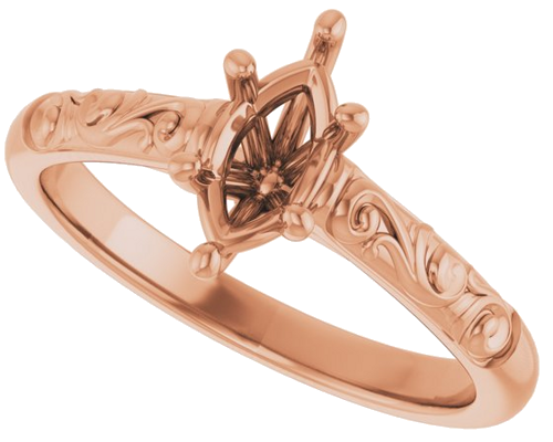 Sužadėtuvių Žiedas „Solitaire“ 10k rose gold Marquise 8mm x 4mm (5)