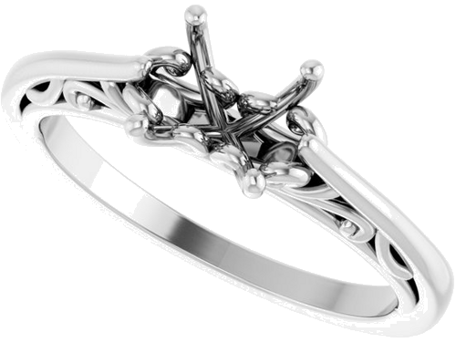 Sužadėtuvių Žiedas „Solitaire“ 585 Baltojo Aukso Round 6.5mm (9)