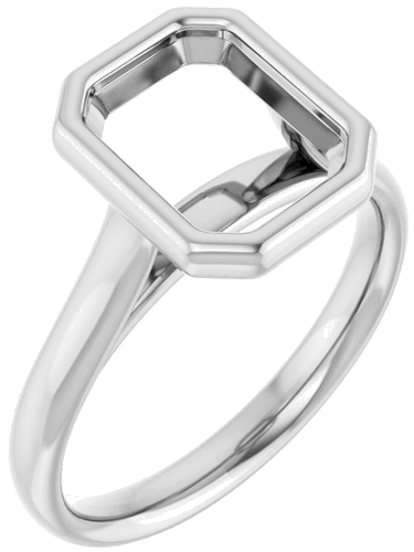 14K White  9x7 mm Emerald Solitaire Engagement Ring Mounting (1)