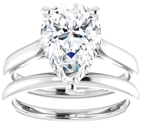Sužadėtuvių Žiedas „Solitaire“ 585 Baltojo Aukso Pear Shape 12mm x 8mm (8)