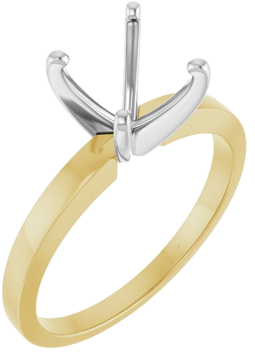14K Yellow   White 7.8-8.6 mm Round 4-Prong Solitaire Ring Mounting (1)