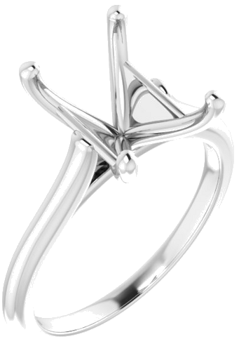 14K White 10x8 mm Emerald Solitaire Engagement Ring Mounting (1)