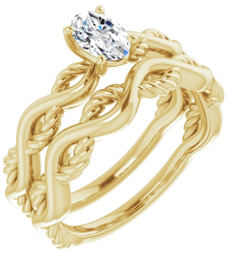 10K Yellow  6x4 mm Oval Solitaire Engagement Ring Mounting (6)