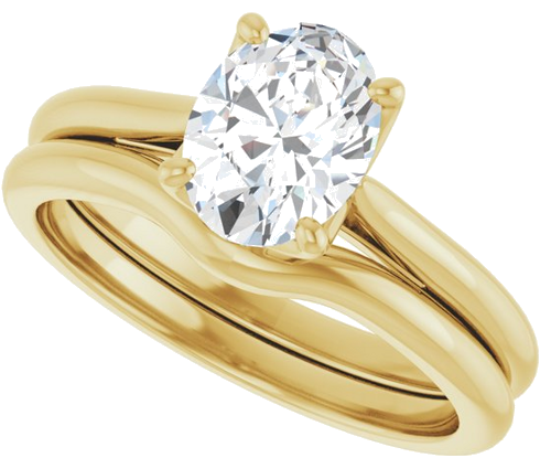 Sužadėtuvių Žiedas „Solitaire“ 585 Geltonojo Aukso Oval 8mm x 6mm (10)