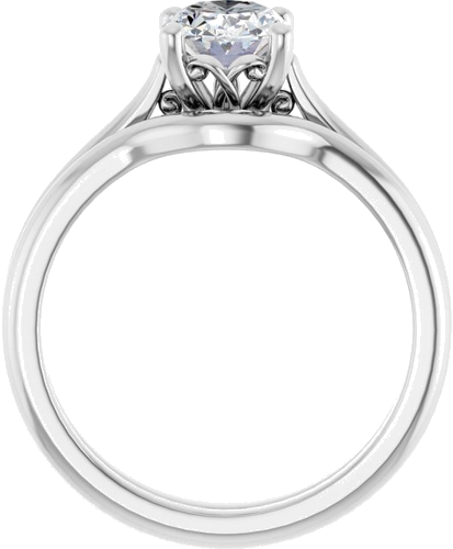 14K White 8x6 mm Oval Solitaire Engagement Ring Mounting (7)