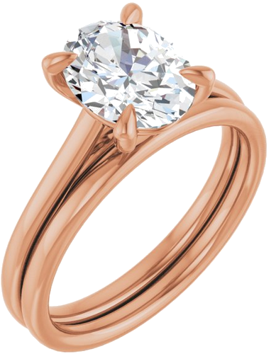 14K Rose  9x7 mm Oval Solitaire Engagement Ring Mounting (6)