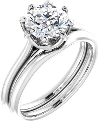 Sužadėtuvių Žiedas „Solitaire“ 585 Baltojo Aukso Round 7.4mm (6)