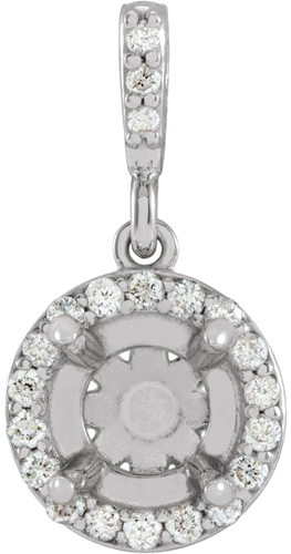 14K White 6 mm Round 1 10 CTW Natural Diamond Semi-Set Pendant (1)