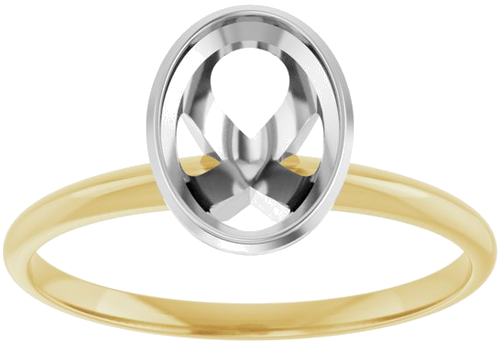 Sužadėtuvių Žiedas „Solitaire“ 585 Baltojo Ir Geltonojo Aukso Oval 8mm x 6mm (3)