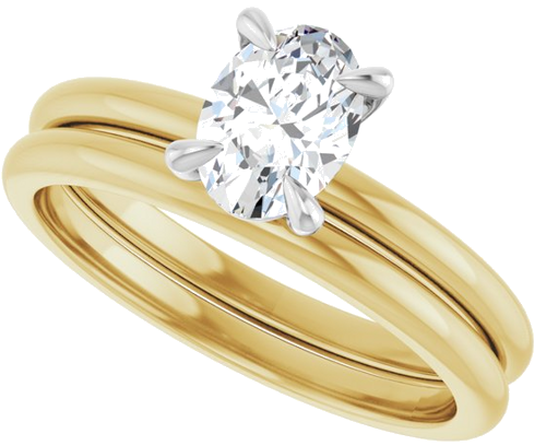 14K Yellow White 7 x 5 mm Oval Engagement Ring Mounting (9)