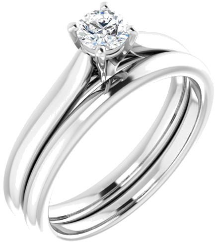 14K White 4.1 mm Round Engagement Ring Mounting (6)