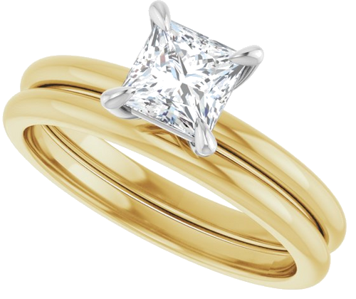 Sužadėtuvių Žiedas „Solitaire“ 585 Baltojo Ir Geltonojo Aukso Square 5mm (10)