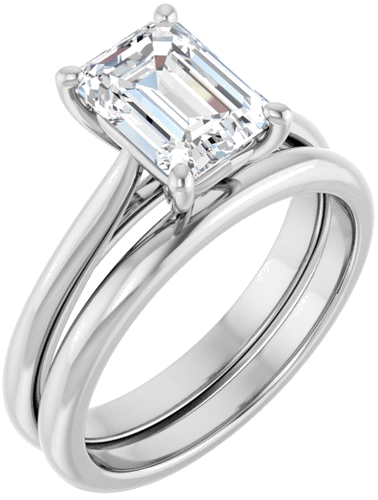 Sužadėtuvių Žiedas „Solitaire“ 585 Baltojo Aukso Emerald 8mm x 6mm (6)