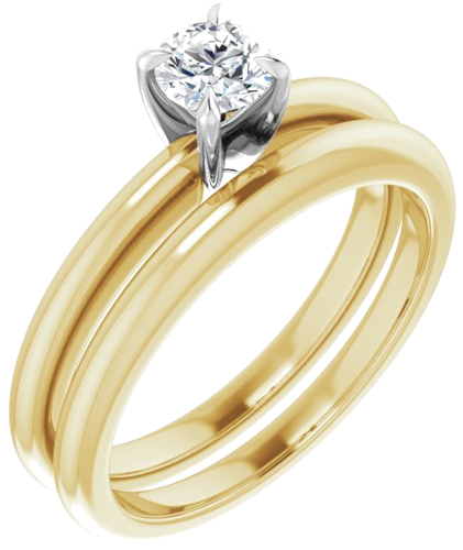 14K Yellow White 4.4 mm Round Solitaire Engagement Ring Mounting (6)