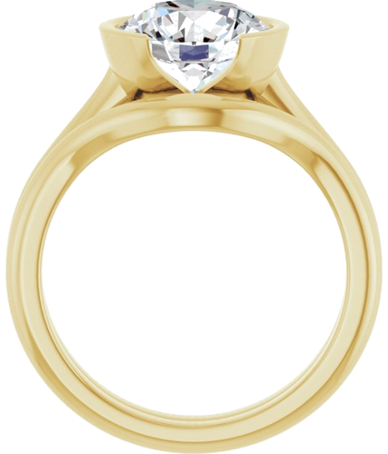 Sužadėtuvių Žiedas „Half Bezel Solitaire“ 750 Geltonojo Aukso Round 9mm (7)