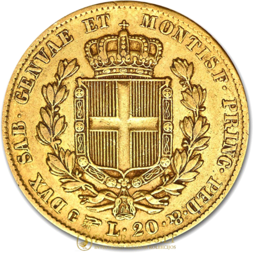 20 Lira gold coin Carlo Alberto, Kingdom of Sardinia (2)