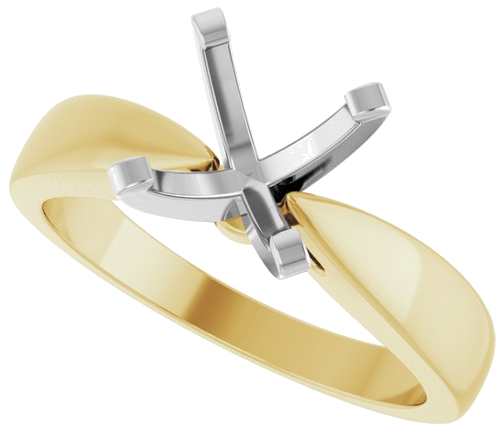 14K Yellow White 8 mm Round Solitaire Engagement Ring Mounting (5)