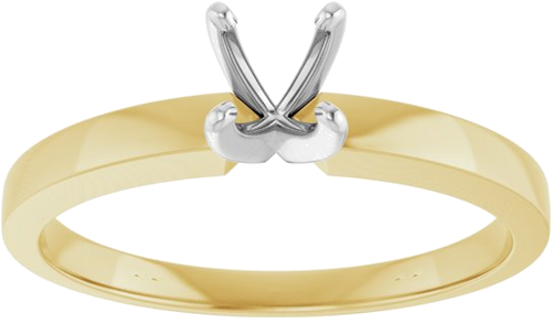 Sužadėtuvių Žiedas „Solitaire“ 585 Baltojo Ir Geltonojo Aukso Round 4.2mm x 4.9mm (3)