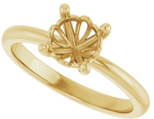 14K Yellow 6.5 mm Round Solitaire Engagement Ring Mounting (5)