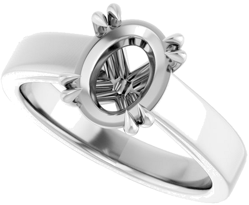 14K White 9x7 mm Oval Engagement Ring Mounting (5)