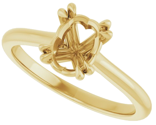 Sužadėtuvių Žiedas „Solitaire“ 585 Geltonojo Aukso Oval 8mm x 6mm (5)