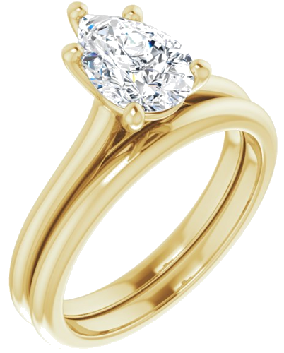 Sužadėtuvių Žiedas „Solitaire“ 585 Geltonojo Aukso Pear Shape 9mm x 6mm (6)
