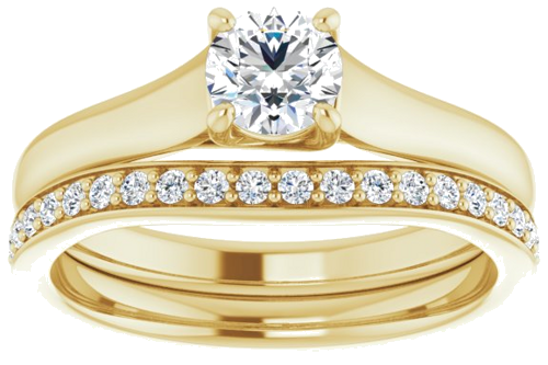 Sužadėtuvių Žiedas „Solitaire“ 585 Geltonojo Aukso Round 4.8mm (8)