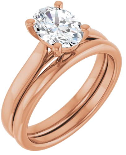 Sužadėtuvių Žiedas „Solitaire“ 585 Rožinis Aukso Oval 8mm x 6mm (6)