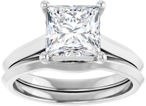 Sužadėtuvių Žiedas „Solitaire“ 585 Baltojo Aukso Square 7mm (8)