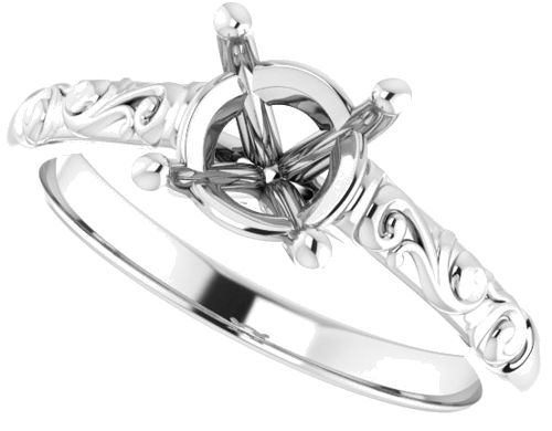 14K White 7 mm Round Solitaire Engagement Ring Mounting (5)
