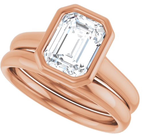 14K Rose  8x6 mm Emerald Solitaire Engagement Ring Mounting (10)