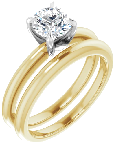 14K Yellow White 6 mm Round Solitaire Engagement Ring Mounting (6)