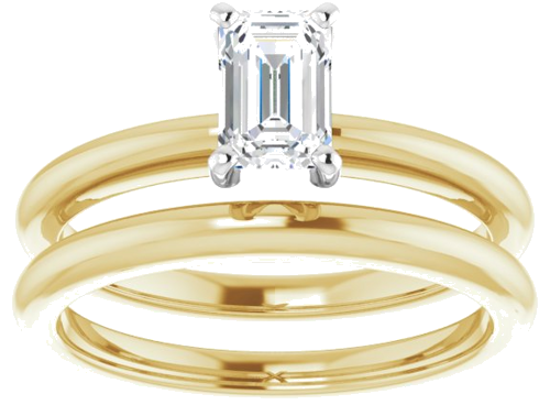 Sužadėtuvių Žiedas „Solitaire“ 585 Baltojo Ir Geltonojo Aukso Emerald 6mm x 4mm (8)