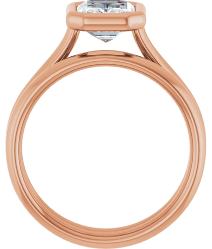 Sužadėtuvių Žiedas „Bezel-Set Solitaire“ 585 Rožinis Aukso Emerald 8mm x 6mm (7)