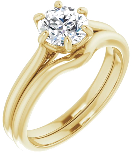 14K Yellow 6.5 mm Round Solitaire Engagement Ring Mounting (6)