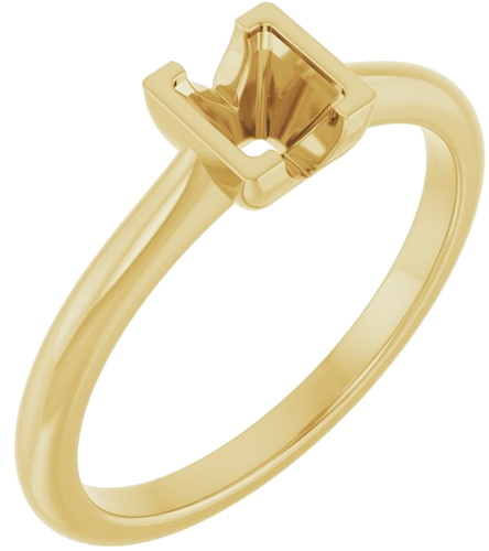 14K Yellow 4x4 mm Square Solitaire Engagement Ring Mounting (1)