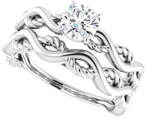 Sužadėtuvių Žiedas „Infinity-Inspired“ 585 Baltojo Aukso Round 5.2mm (10)